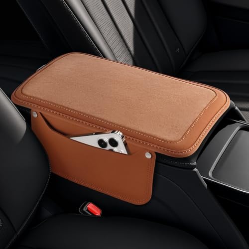Car Leather Center Console Cover with 2 Storage Bags