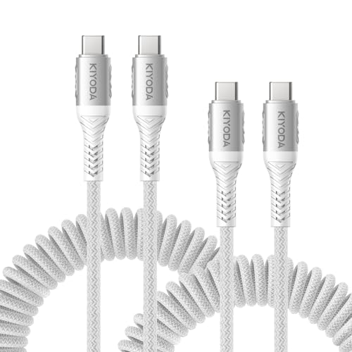 Coiled USB C to C Cable for Car 3ft (2 Count)