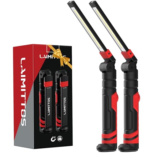 Rechargeable Work Light 2500mAh Magnetic LED Work Light Flashlight Mechanic Light Tool for Men Him (2 Count)