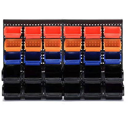 Wall Mounted Storage Bins Parts Rack 4 Colors Bin Organizer Garage Plastic Shop Tool (4 Count)