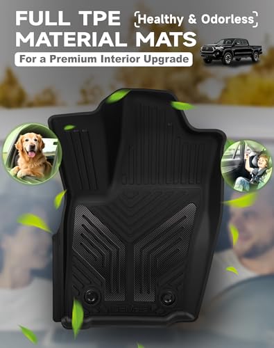 Premium Color TPE Floor Mats for Toyota Tacoma 2024 2025 2026 Double Cab Auto Tran