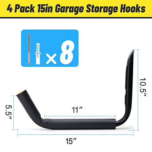 Heavy Duty Garage Storage Hooks (4 Count)