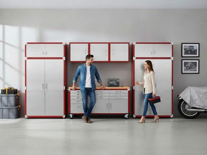 Heavy Duty 8 Piece Steel Garage Cabinet Storage Set with Rolling Workbench