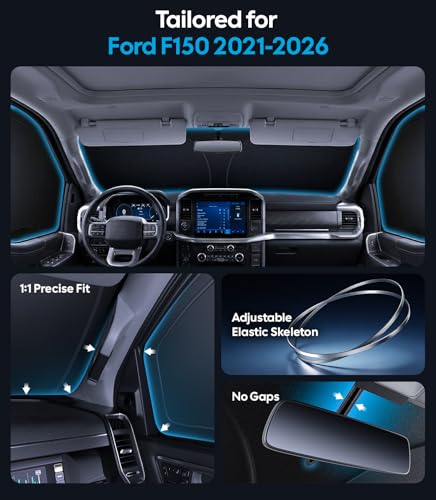 2026 6PC Full Set Window Sunshade for Ford F150 4Doors 2021 (6 Count)