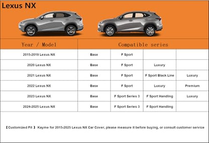 6 Layers Waterproof SUV Car Cover for Lexus NX 300 350 2015