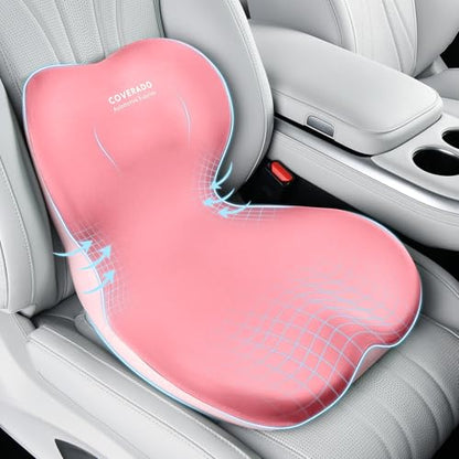 Seat Cushion and Lumbar Support Pillow One Piece for Car Office Chair