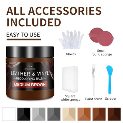 Leather Recoloring Balm and Scratch Repair Kit