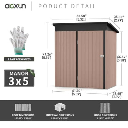80 CU. FT Outdoor Storage Shed Waterproof Garden Metal Tool Shed