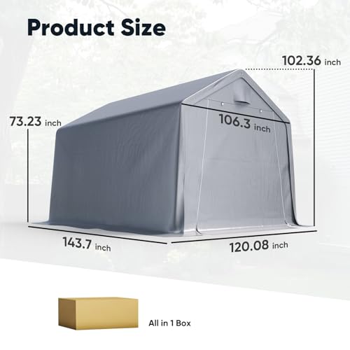 10x12FT Large Outdoor Storage Shed Workshop Shelter with Roll