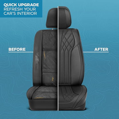 Curated Suede Diamond Leather Seat Covers for Cars & SUVs (2 Count)
