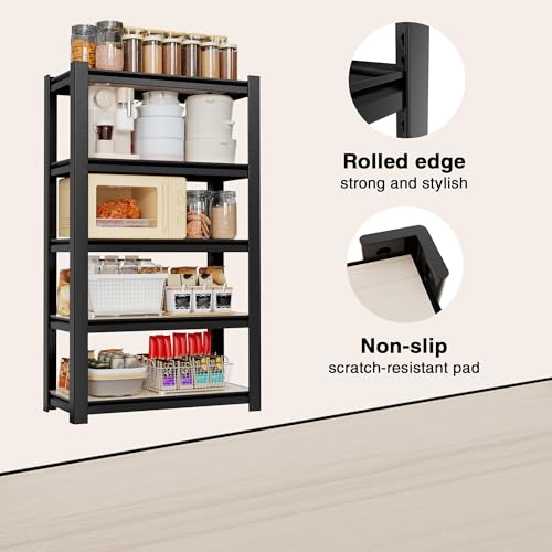 5 Tier Black Shelving with Board (5 Count)