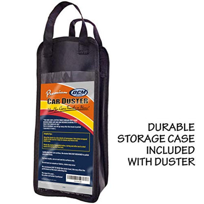 Premium Extra Large Car Duster with Durable Solid Wood Handle Includes Storage Cover