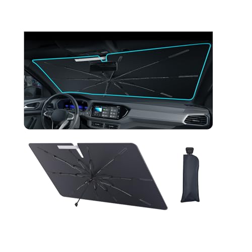 2025 Upgrade Car Windshield Sun Shade Windshield Sunshade Umbrella [Star Fabric] Protect Car from Sun Rays&Heat Damage Keeps Vehicle Cool