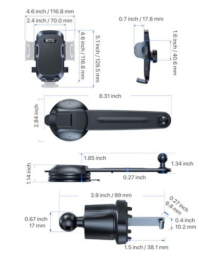 Upgraded Strongest Suction No Block View Bendable Arm Car Phone Holder