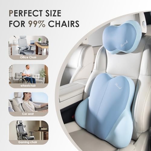 Lumbar Support with Car headrest Back Pillow for Chairs Headrest Pillow for Car Ergonomic Ultrathick Memory Foam Back Pillow for Office Chair