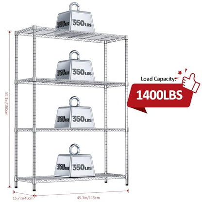 4 Tier Adjustable Heavy Duty Metal Wire Shelving Unit