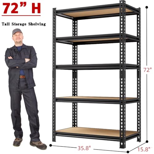 2000LBS Storage Shelves 5 Tier Garage Shelving Heavy Duty