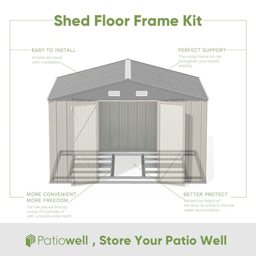 10x8 FT Outdoor Storage Shed with Floor Frame