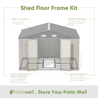 10x8 FT Outdoor Storage Shed with Floor Frame