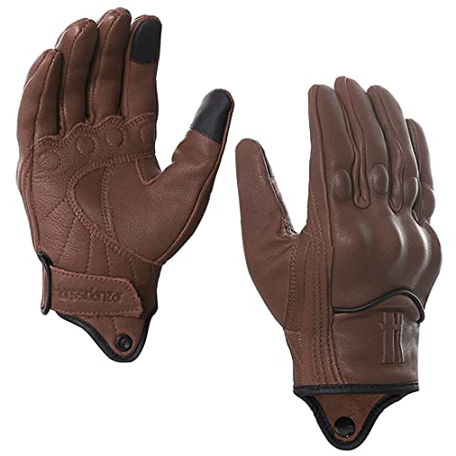 Womens Full Finger Touch Motorcycle Gloves GL016 Saddle XL