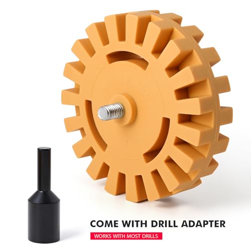 2 Pack Decal Remover Eraser Wheel with Adapter 4 inch Rubber Eraser Wheel for Drill Removes Car Decal Vinyl Tape Graphics Pinstripe Sticker Adhesive Remover