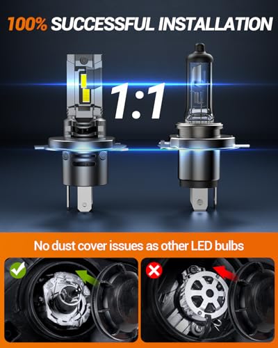 H4 Bulbs, 80,000LM H4 9003 Light Bulbs with 25000RPM Cooling Fan, LED Fog Light, Plug-N-Play, Pack of 2 (2 Count)