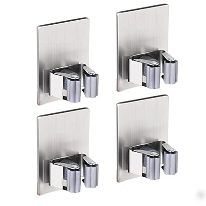 4 Pack Stainless Steel Mop Broom Holder Organizer (4 Count)