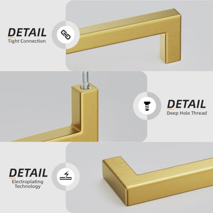 20 Pack 10 Inch Gold Cabinet Handles Brushed Brass Drawer Pulls