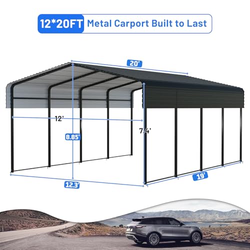 12x20FT Heavy Duty Metal Carport with Canopy