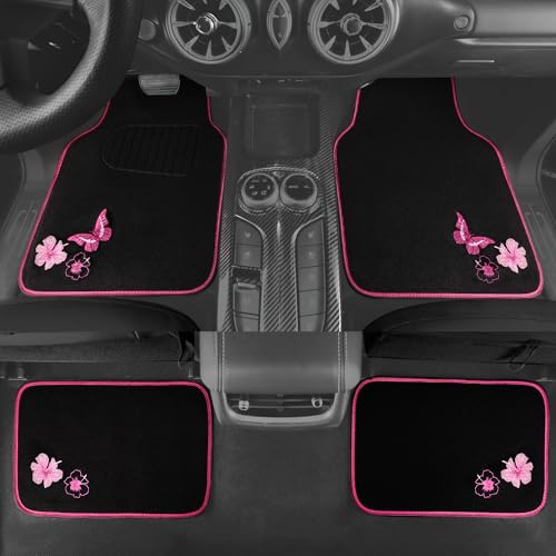 Embroidery Butterfly and Flower Car Floor Mats