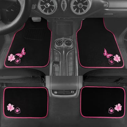 Embroidery Butterfly and Flower Car Floor Mats