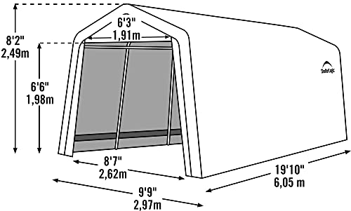10' x 20' x 8' Peak Style Roof Instant Garage Carport Car Canopy with Steel Frame and Waterproof UV