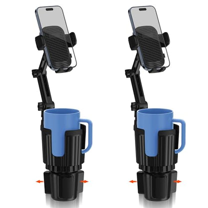 2 Pack Newlest 2 in 1 Phone Mount for Car Cup Holder with Adjustable Base