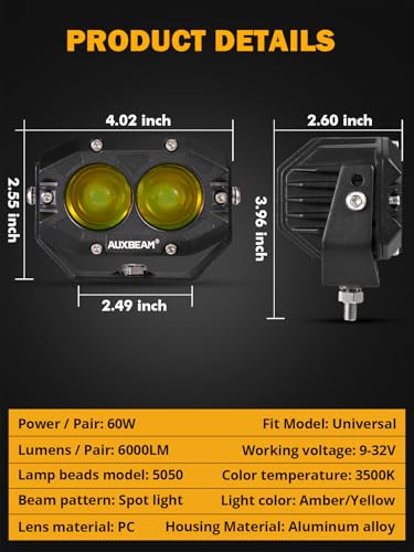 4 Inch Amber Fog Lights (2 Count)