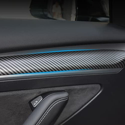 Dashboard Cover Wrap and Front Door Inner Armrest Panel Cover Trim Compatible with Tesla Model 3 2021