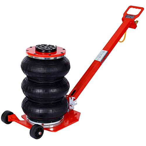 3T Triple Bag Air Jack 6600lbs Pneumatic Jack 3s Fast Lift Up 16in Airbag Jack with Adjustable Long Handle Heavy Duty Triple Air Bag Jack Lift for Cars Garage