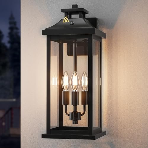 20" Black Large Dusk to Dawn Exterior Wall Light Fixture 1 Pack