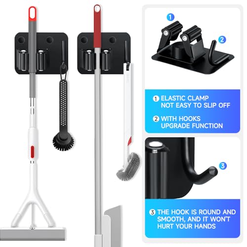 4 Pack Broom Holder with Heavy Duty Hooks (4 Count)