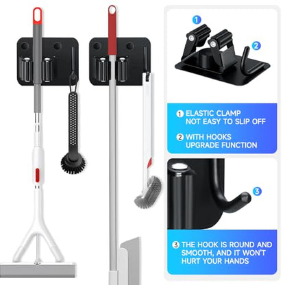 4 Pack Broom Holder with Heavy Duty Hooks (4 Count)