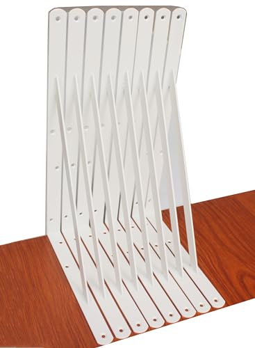 8 Pack L18 x H 12" White Heavy Duty Shelf Brackets with Screws Metal Shelf Brackets Shelf Support Angle Brackets for Shelves L Brackets Heavy Duty Floating Shelf (8 Count)