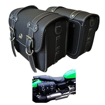 Faux Leather Motorcycle Saddlebags with Lock