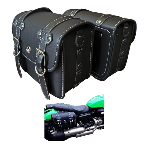 Faux Leather Motorcycle Saddlebags with Lock