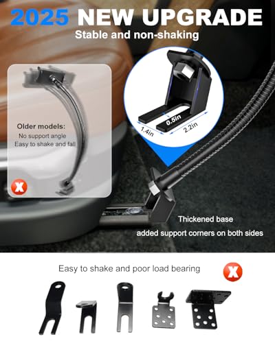 Tablet Holder for Car or Truck Seat Rail Mount Long 19.7" Gooseneck Arm Heavy Duty Car Floor Tablet Stand for iPad Pro 12.9 Air Mini