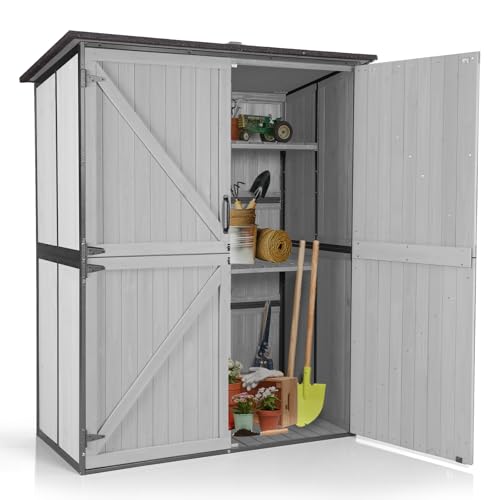 Storage Shed Outdoor Storage Cabinet Upgraded with All Arounded Metal Frame