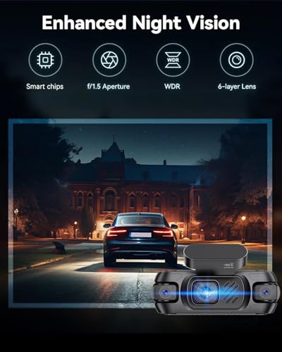 4 Channel Dash Cam Front and Rear 4K 360°View Dash Camera for Cars with GPS