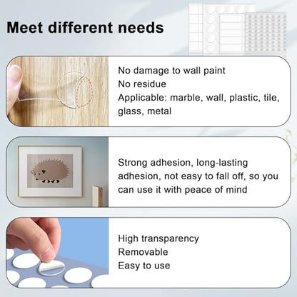 360pcs Nano Double Sided Tape for Wall 0.8" Sticky Dots Mounting Putty Two Sided Adhesive Museum Putty Multi (360 Count)