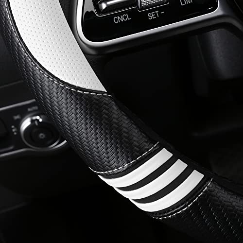 Car Steering Wheel Covers for Women Padded Carbon Fiber PU Leather Cute Auto Interior Accessories for Vehicle
