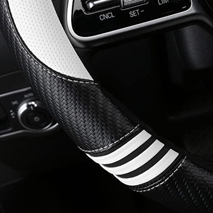 Car Steering Wheel Covers for Women Girl Padded Carbon Fiber PU Leather Cute Cartoon Auto Interior Accessories for Jeep