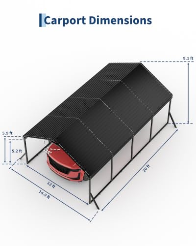 12x20x9 ft Metal Carport