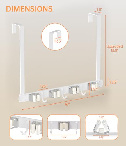 Broom Holder Over The Door with Hooks